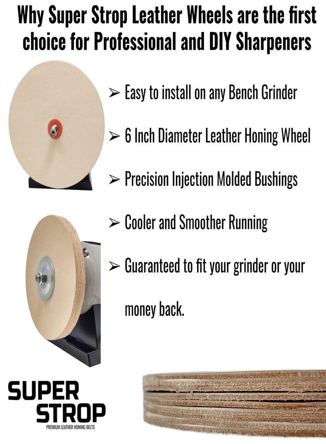 Pro Sharpening Supply 6" Pro Sharpening Supply Leather Honing Wheel Fits 6 in. Bench Grinders and Polishers - Image 3